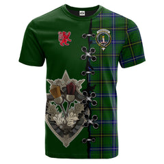 Henderson Modern Tartan T-shirt - Lion Rampant And Celtic Thistle Style