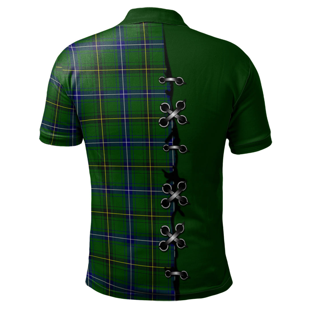 Henderson Modern Tartan Polo Shirt - Lion Rampant And Celtic Thistle Style