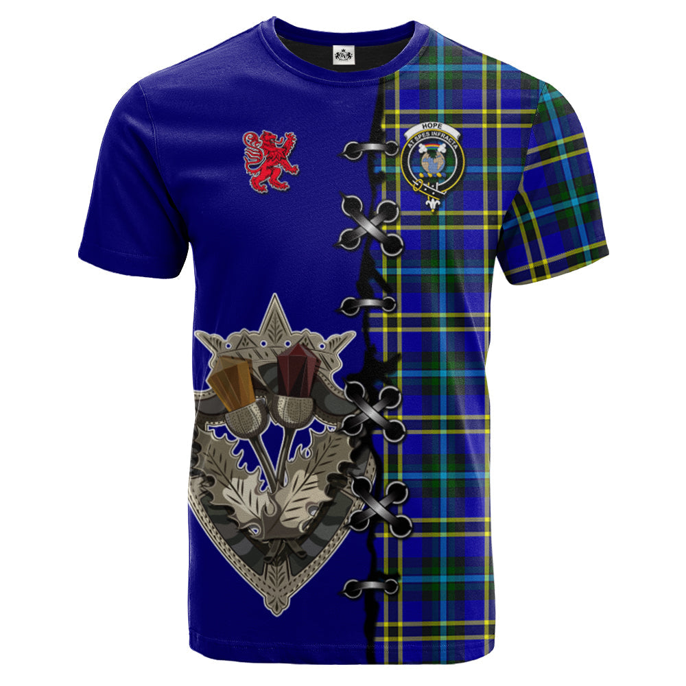 Hope Modern Tartan T-shirt - Lion Rampant And Celtic Thistle Style