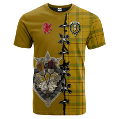 Houston Tartan T-shirt - Lion Rampant And Celtic Thistle Style