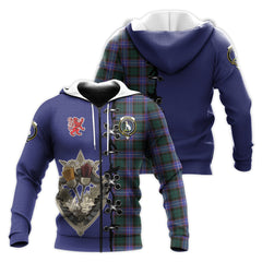 Hunter Modern Tartan Hoodie - Lion Rampant And Celtic Thistle Style