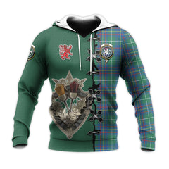 Inglis Ancient Tartan Hoodie - Lion Rampant And Celtic Thistle Style