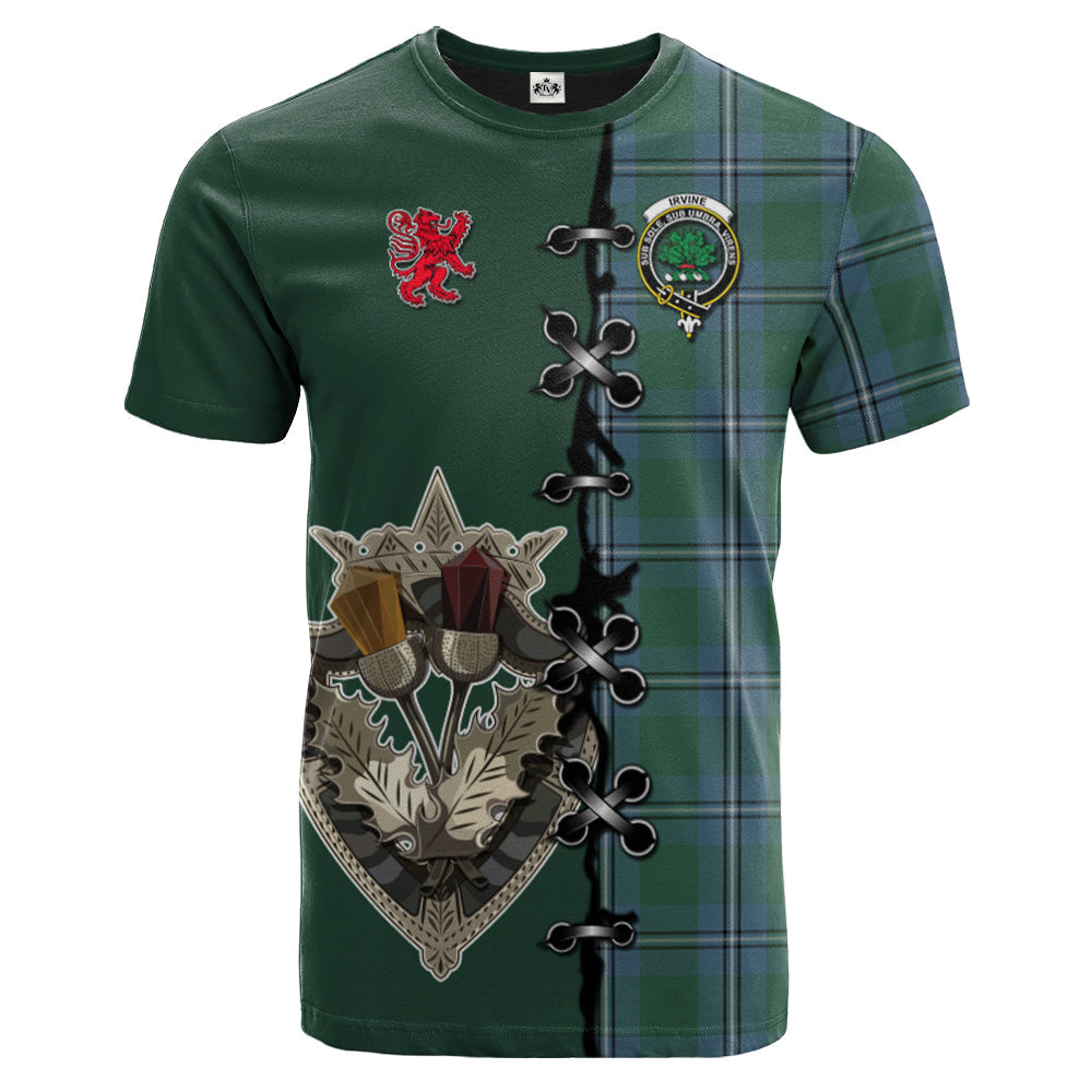 Irvine of Drum Tartan T-shirt - Lion Rampant And Celtic Thistle Style