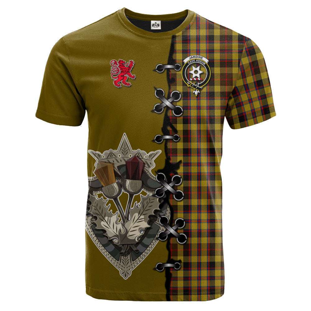 Jardine Tartan T-shirt - Lion Rampant And Celtic Thistle Style