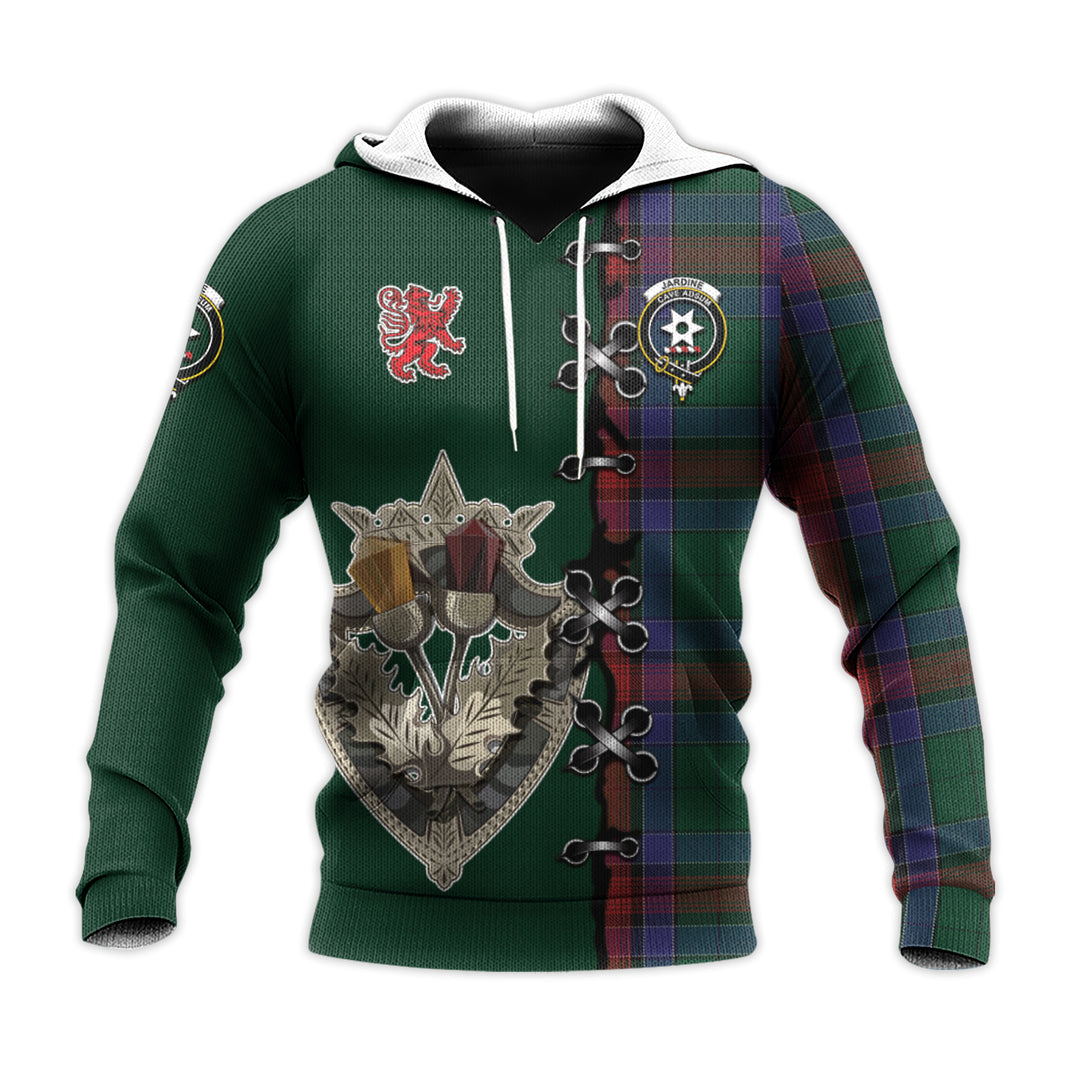 Jardine Dress Tartan Hoodie - Lion Rampant And Celtic Thistle Style