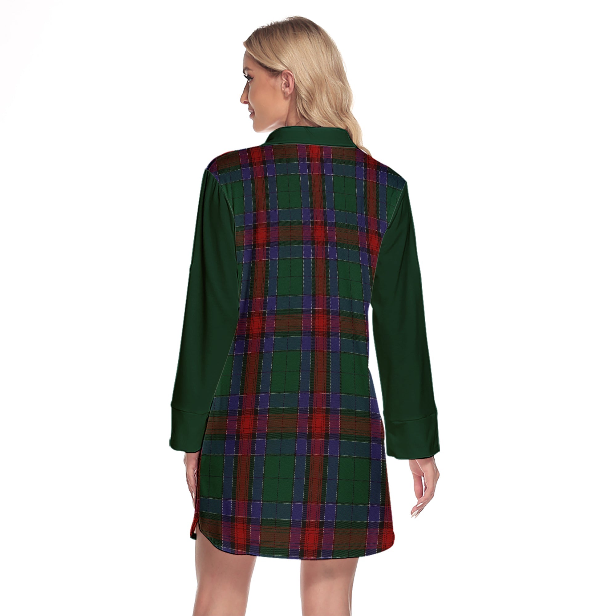 Jardine Dress Tartan Women's Lapel Shirt Dress With Long Sleeve