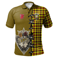 Jardine Modern Tartan Polo Shirt - Lion Rampant And Celtic Thistle Style