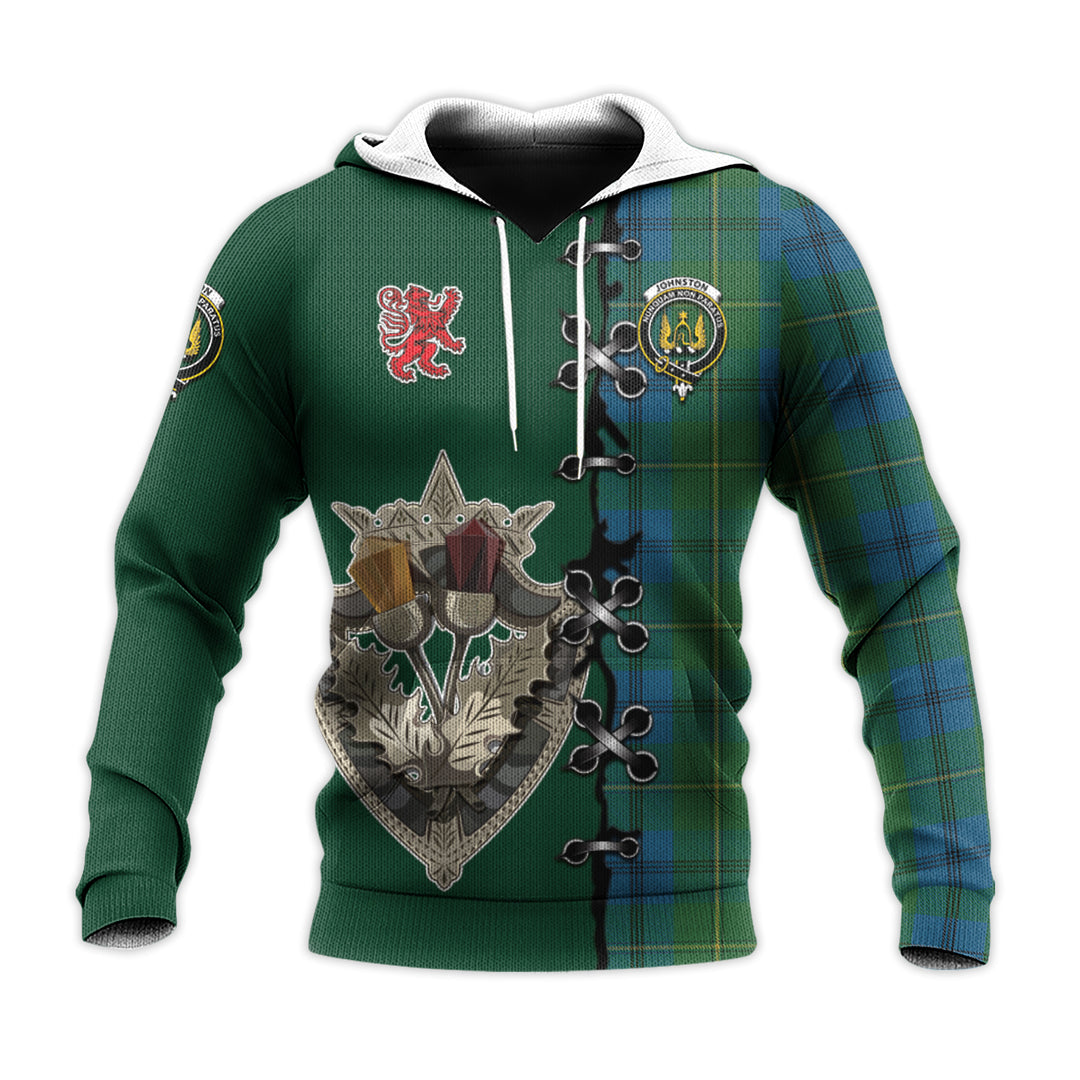 Johnston Tartan Hoodie - Lion Rampant And Celtic Thistle Style