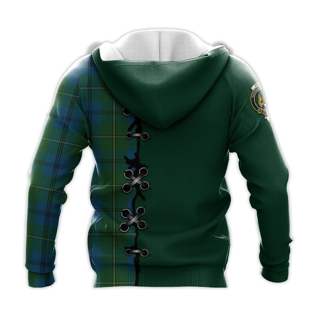 Johnston Tartan Hoodie - Lion Rampant And Celtic Thistle Style