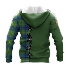 Johnston Ancient Tartan Hoodie - Lion Rampant And Celtic Thistle Style