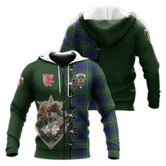 Johnston Modern Tartan Hoodie - Lion Rampant And Celtic Thistle Style