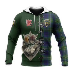 Johnston Modern Tartan Hoodie - Lion Rampant And Celtic Thistle Style