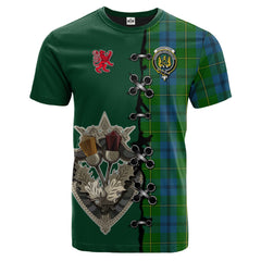 Johnstone Tartan T-shirt - Lion Rampant And Celtic Thistle Style