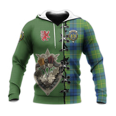 Johnstone Ancient Tartan Hoodie - Lion Rampant And Celtic Thistle Style