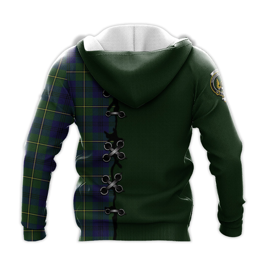 Johnstone Modern Tartan Hoodie - Lion Rampant And Celtic Thistle Style