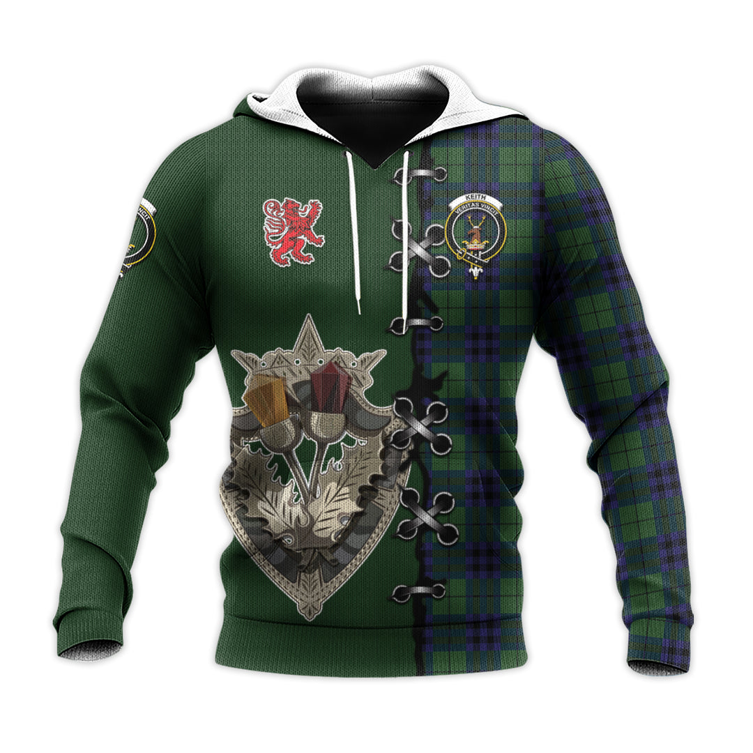 Keith Modern Tartan Hoodie - Lion Rampant And Celtic Thistle Style