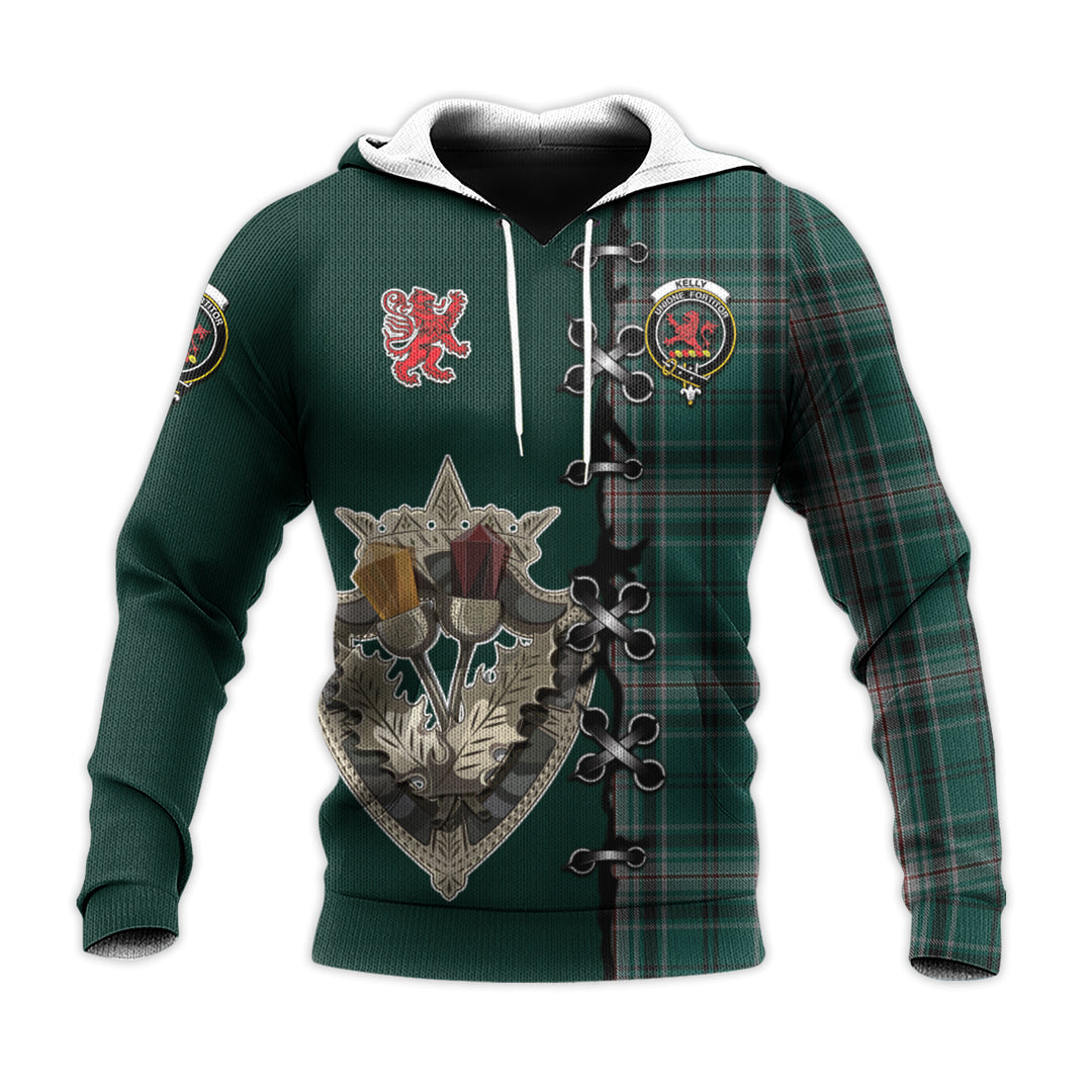 Kelly of Sleat Hunting Tartan Hoodie - Lion Rampant And Celtic Thistle Style