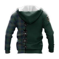 Kennedy Modern Tartan Hoodie - Lion Rampant And Celtic Thistle Style