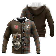 Kennedy Weathered Tartan Hoodie - Lion Rampant And Celtic Thistle Style