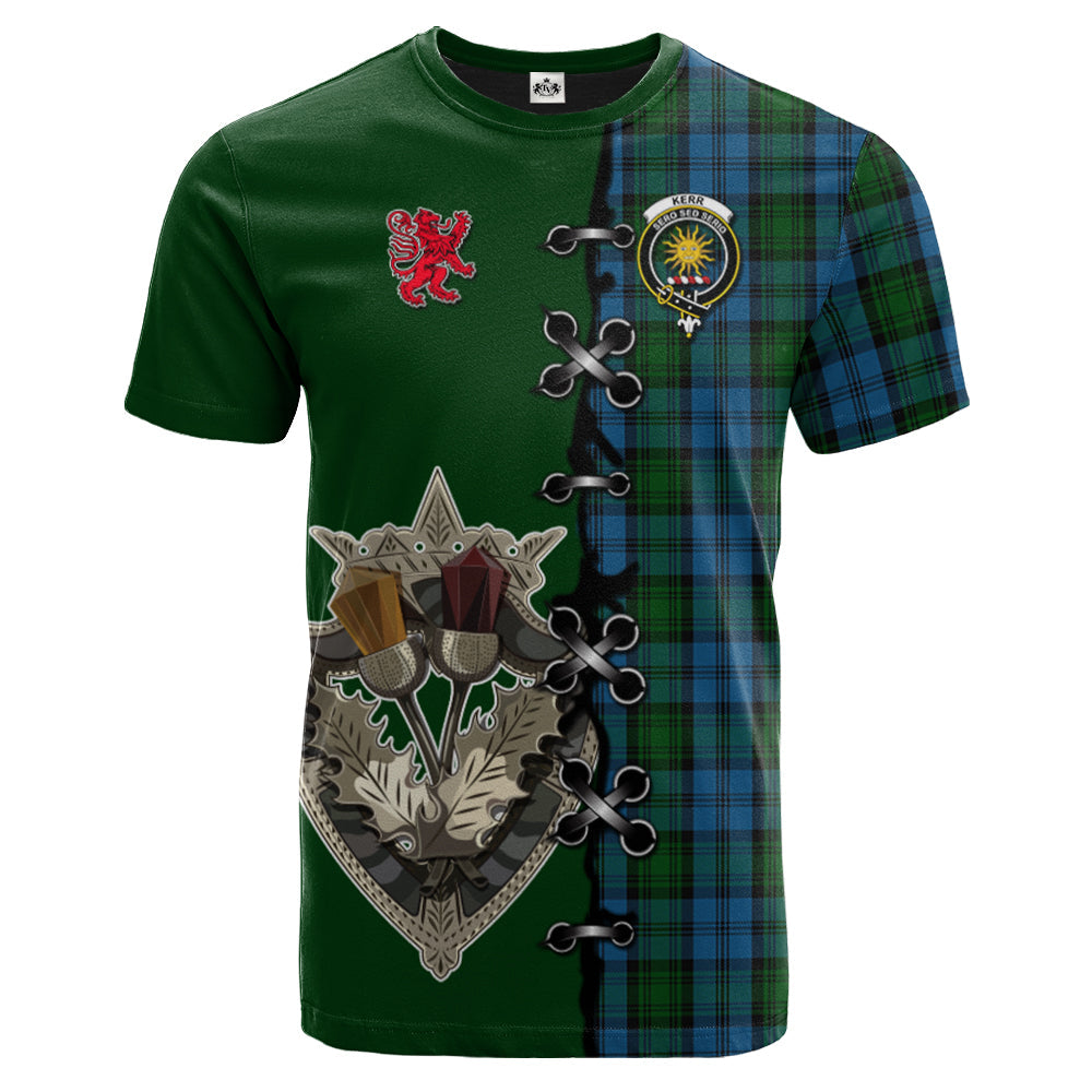 Kerr Hunting Tartan T-shirt - Lion Rampant And Celtic Thistle Style