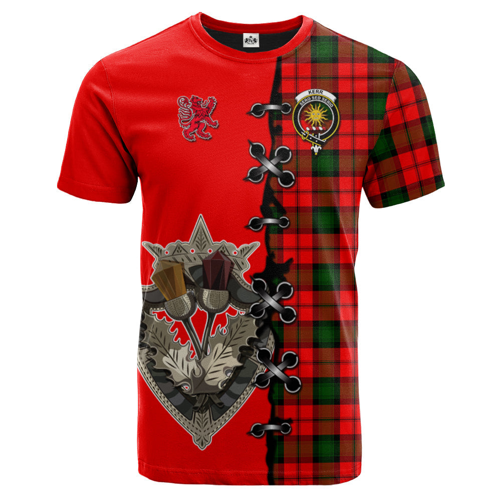 Kerr Modern Tartan T-shirt - Lion Rampant And Celtic Thistle Style