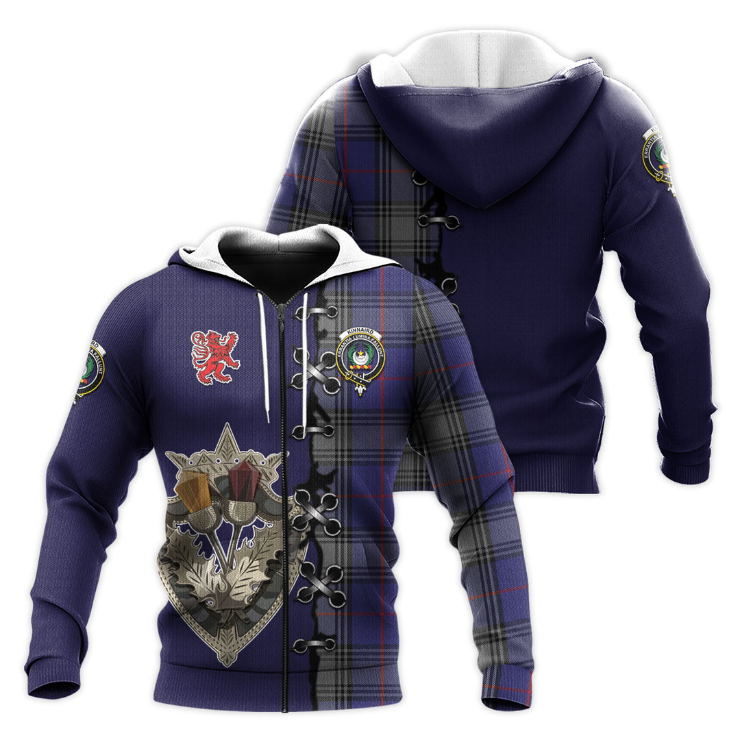 Kinnaird Tartan Hoodie - Lion Rampant And Celtic Thistle Style