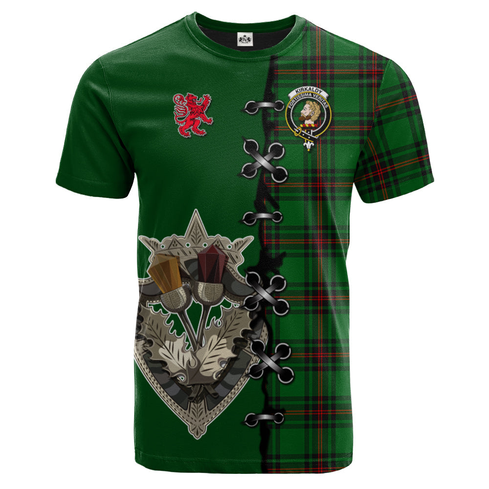 Kirkcaldy Tartan T-shirt - Lion Rampant And Celtic Thistle Style