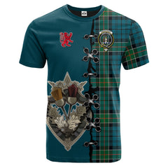 Kirkpatrick Tartan T-shirt - Lion Rampant And Celtic Thistle Style