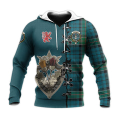 Kirkpatrick Tartan Hoodie - Lion Rampant And Celtic Thistle Style