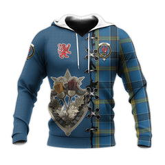 Laing Tartan Hoodie - Lion Rampant And Celtic Thistle Style