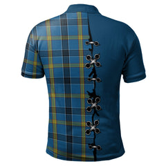 Laing Tartan Polo Shirt - Lion Rampant And Celtic Thistle Style