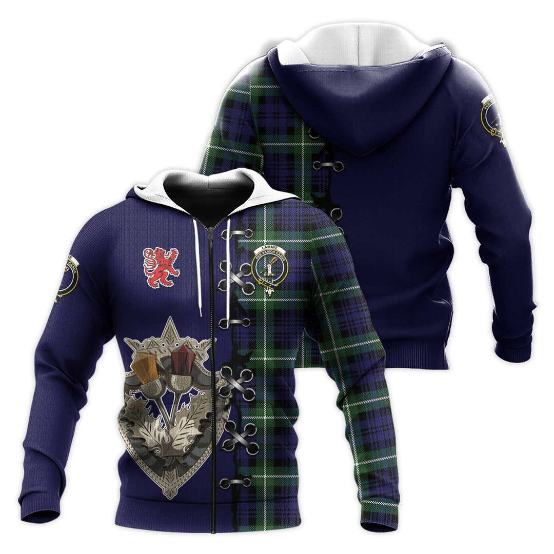 Lammie Tartan Hoodie - Lion Rampant And Celtic Thistle Style