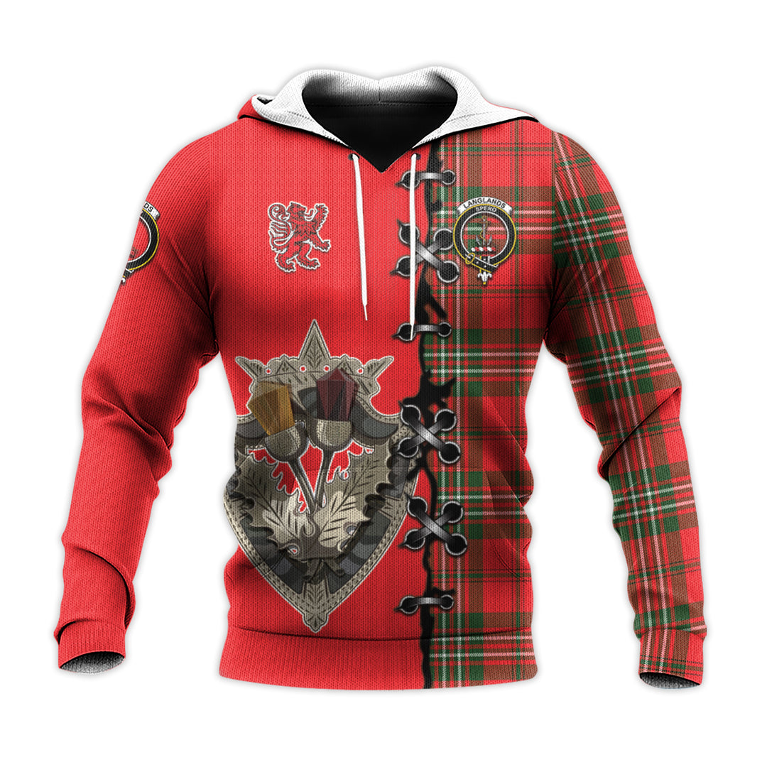 Langlands Tartan Hoodie - Lion Rampant And Celtic Thistle Style