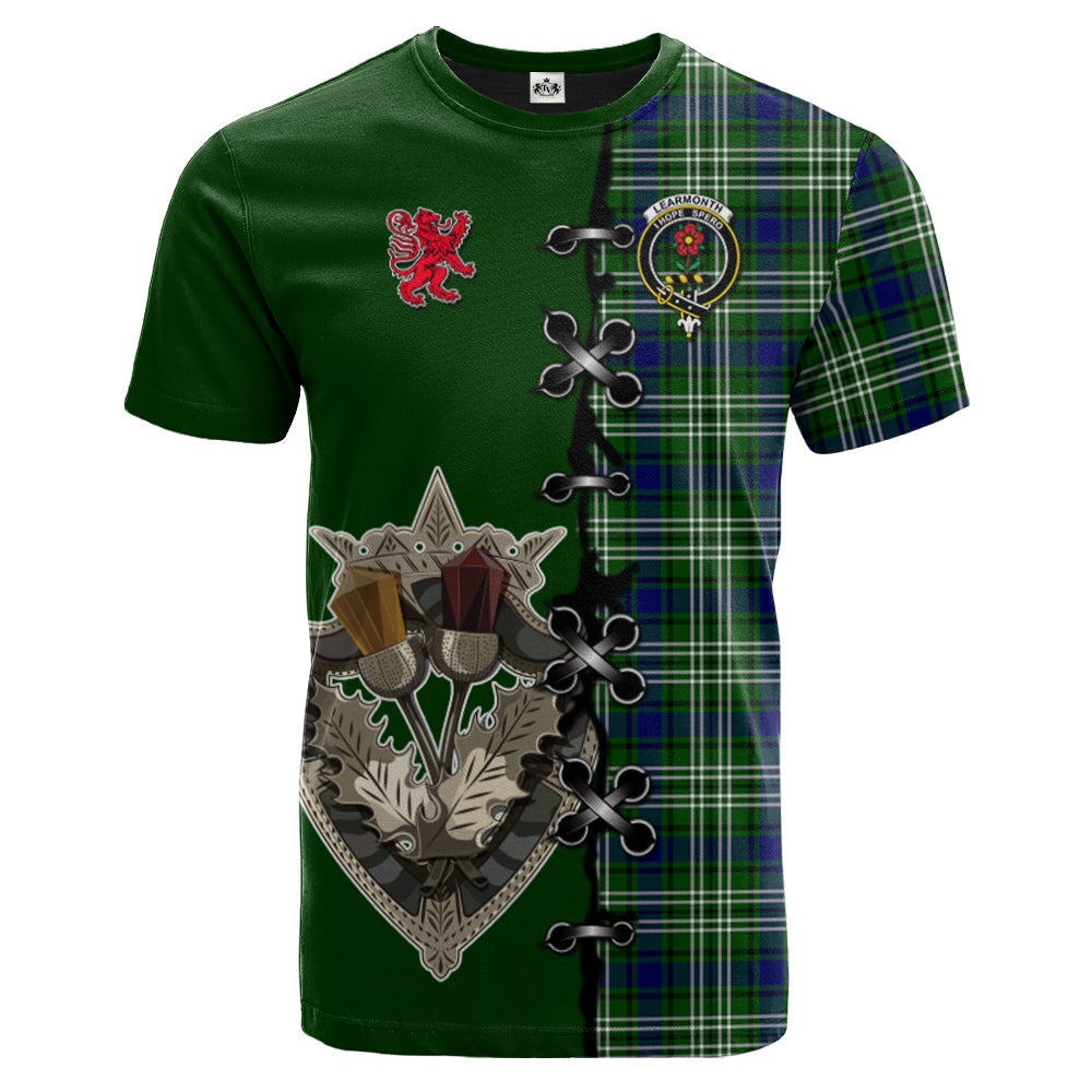 Learmonth Tartan T-shirt - Lion Rampant And Celtic Thistle Style