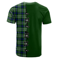 Learmonth Tartan T-shirt - Lion Rampant And Celtic Thistle Style