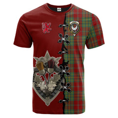 Leask Tartan T-shirt - Lion Rampant And Celtic Thistle Style