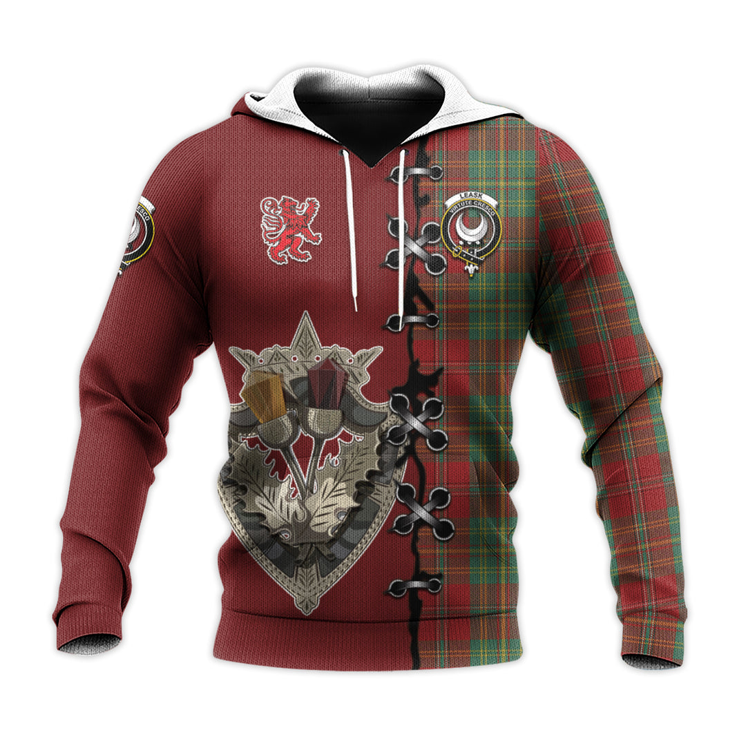 Leask Tartan Hoodie - Lion Rampant And Celtic Thistle Style