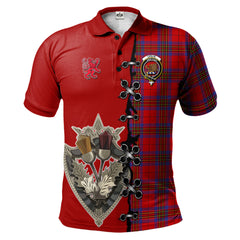 Leslie Modern Tartan Polo Shirt - Lion Rampant And Celtic Thistle Style