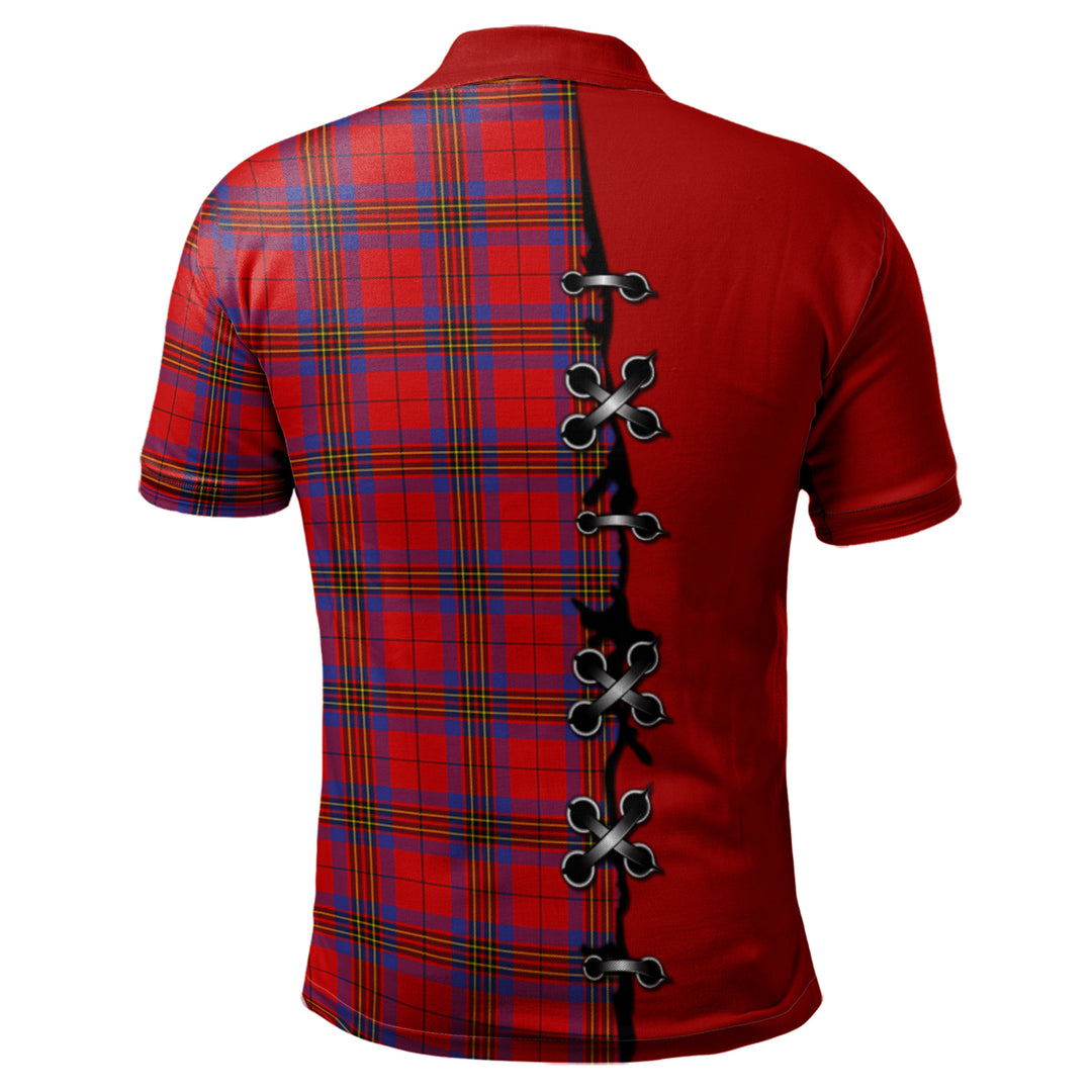 Leslie Modern Tartan Polo Shirt - Lion Rampant And Celtic Thistle Style