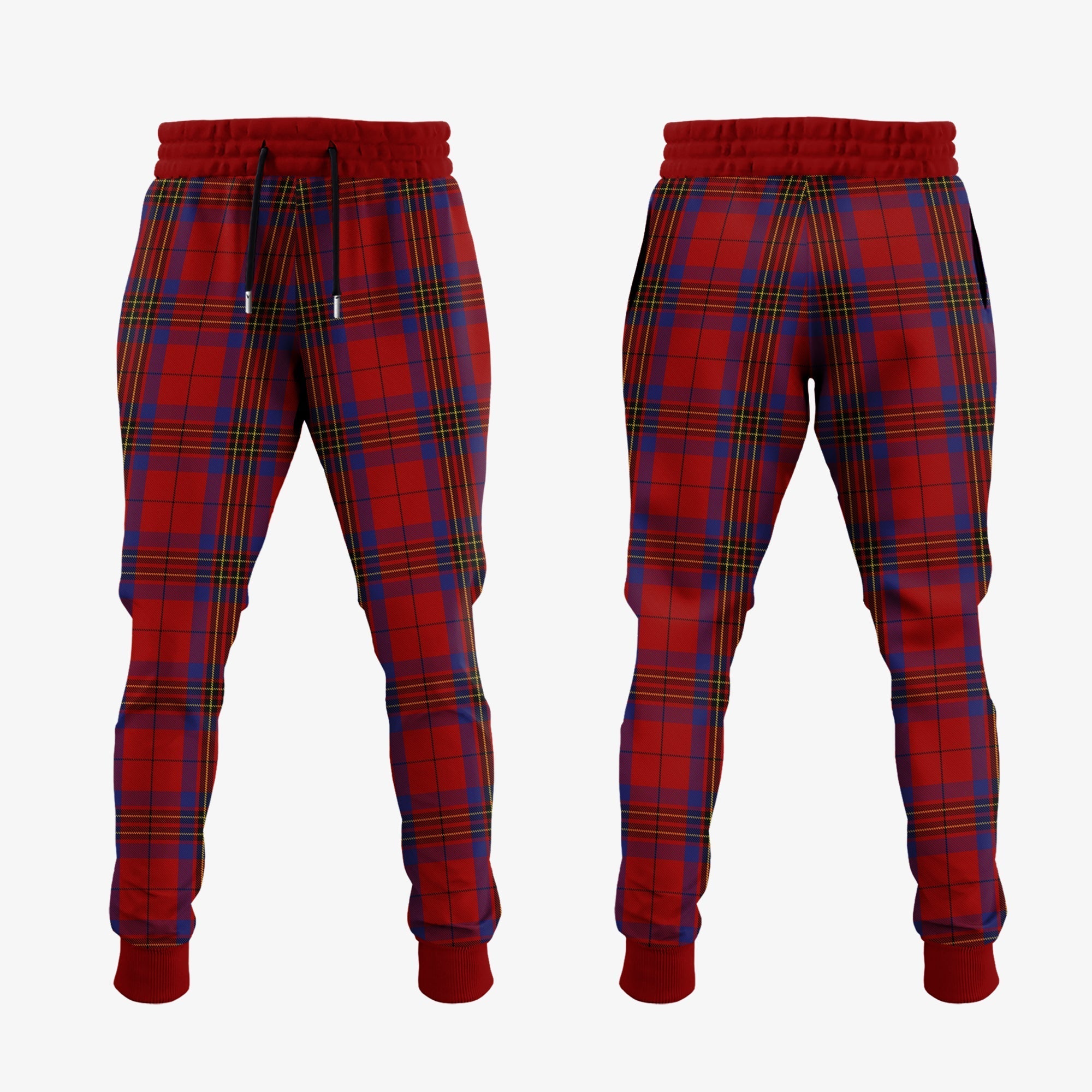 Leslie Red Tartan Crest Jogger Sweatpants