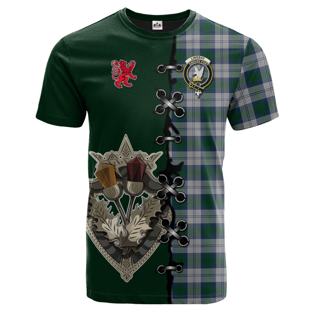 Lindsay Dress Tartan T-shirt - Lion Rampant And Celtic Thistle Style