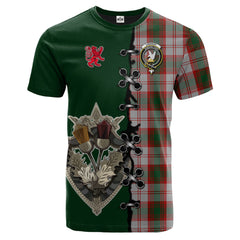 Lindsay Dress Red Tartan T-shirt - Lion Rampant And Celtic Thistle Style