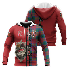 Lindsay Modern Tartan Hoodie - Lion Rampant And Celtic Thistle Style