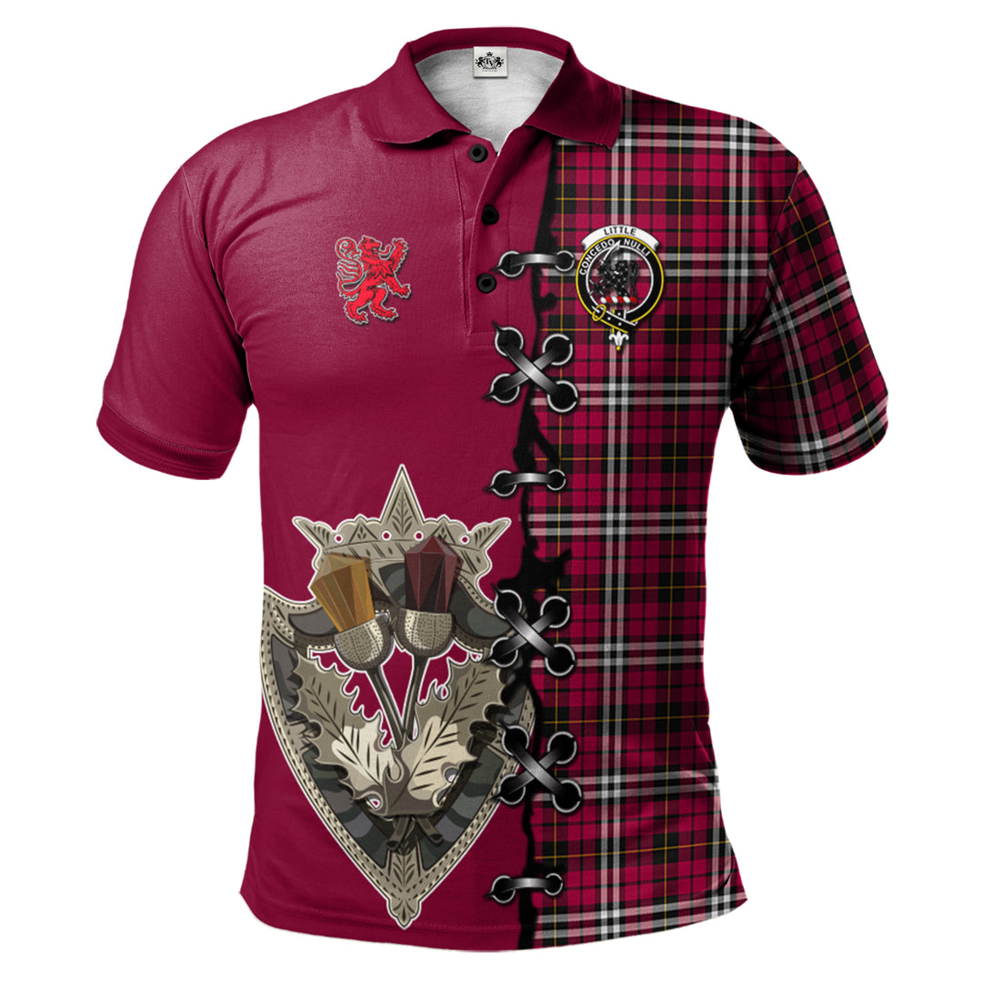 Little Tartan Polo Shirt - Lion Rampant And Celtic Thistle Style