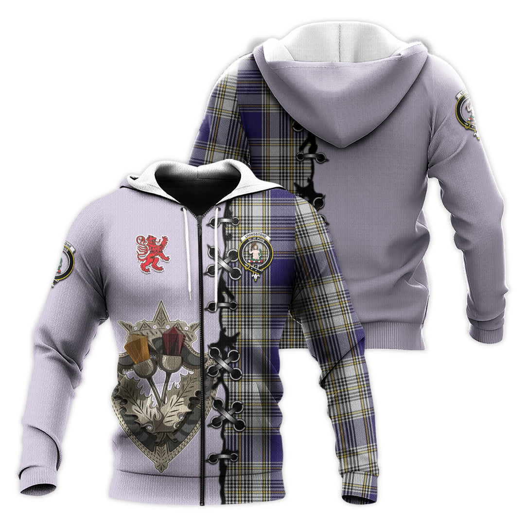 Livingston Dress Tartan Hoodie - Lion Rampant And Celtic Thistle Style