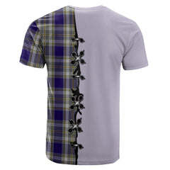 Livingston Dress Tartan T-shirt - Lion Rampant And Celtic Thistle Style