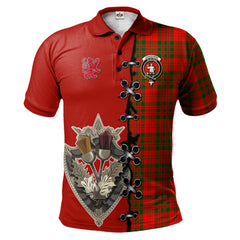 Livingston Modern Tartan Polo Shirt - Lion Rampant And Celtic Thistle Style