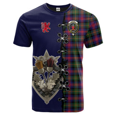 Logan Modern Tartan T-shirt - Lion Rampant And Celtic Thistle Style