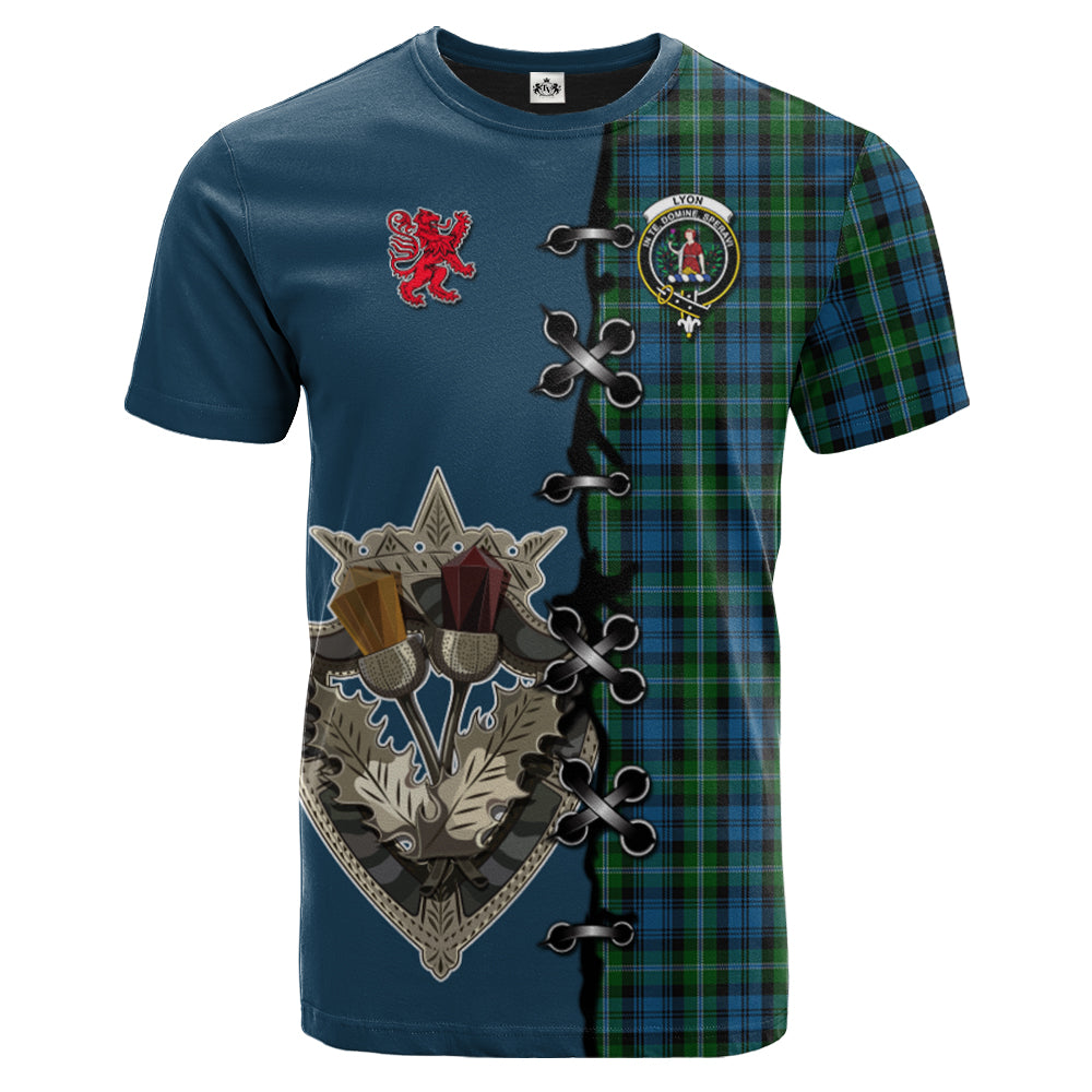 Lyon Tartan T-shirt - Lion Rampant And Celtic Thistle Style