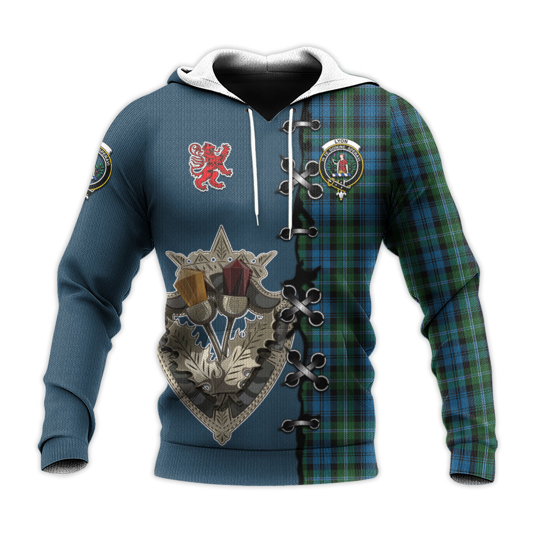 Lyon Tartan Hoodie - Lion Rampant And Celtic Thistle Style